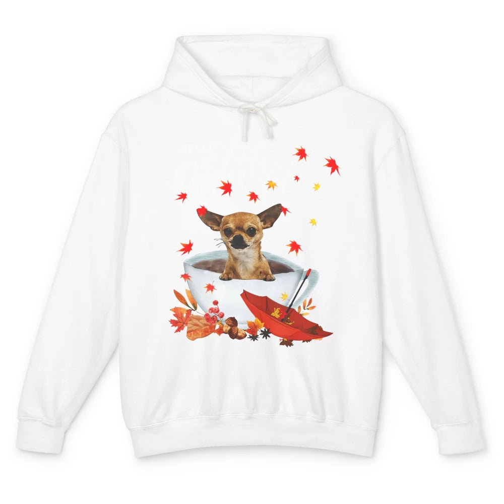 Chihuahua Autumn Dog And Coffee Fall Thanksgiving Chihuahua Unisex Lightweight Hoodie