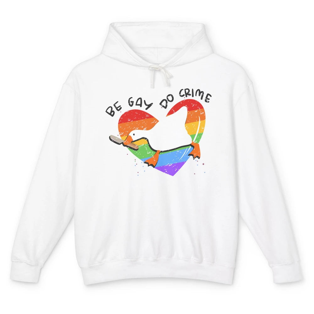 Vintage Duck Rainbow Be Gay Do Crime LGBTQ Community Rights Unisex Lightweight Hoodie