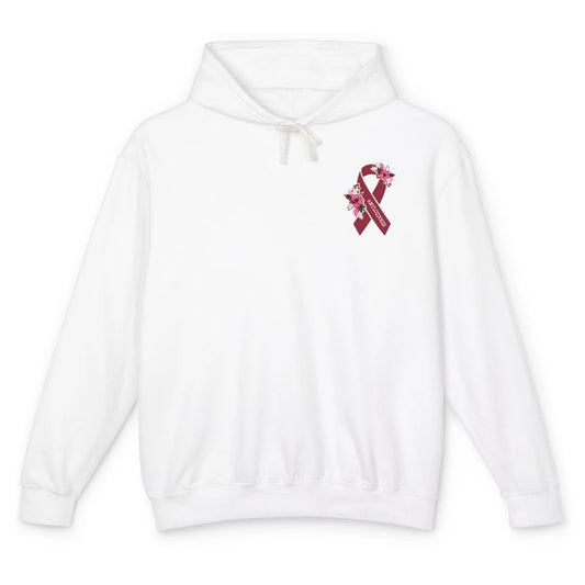 Amyloidosis Awareness Floral Burgundy Ribbon Rainbow Unisex Lightweight Hoodie