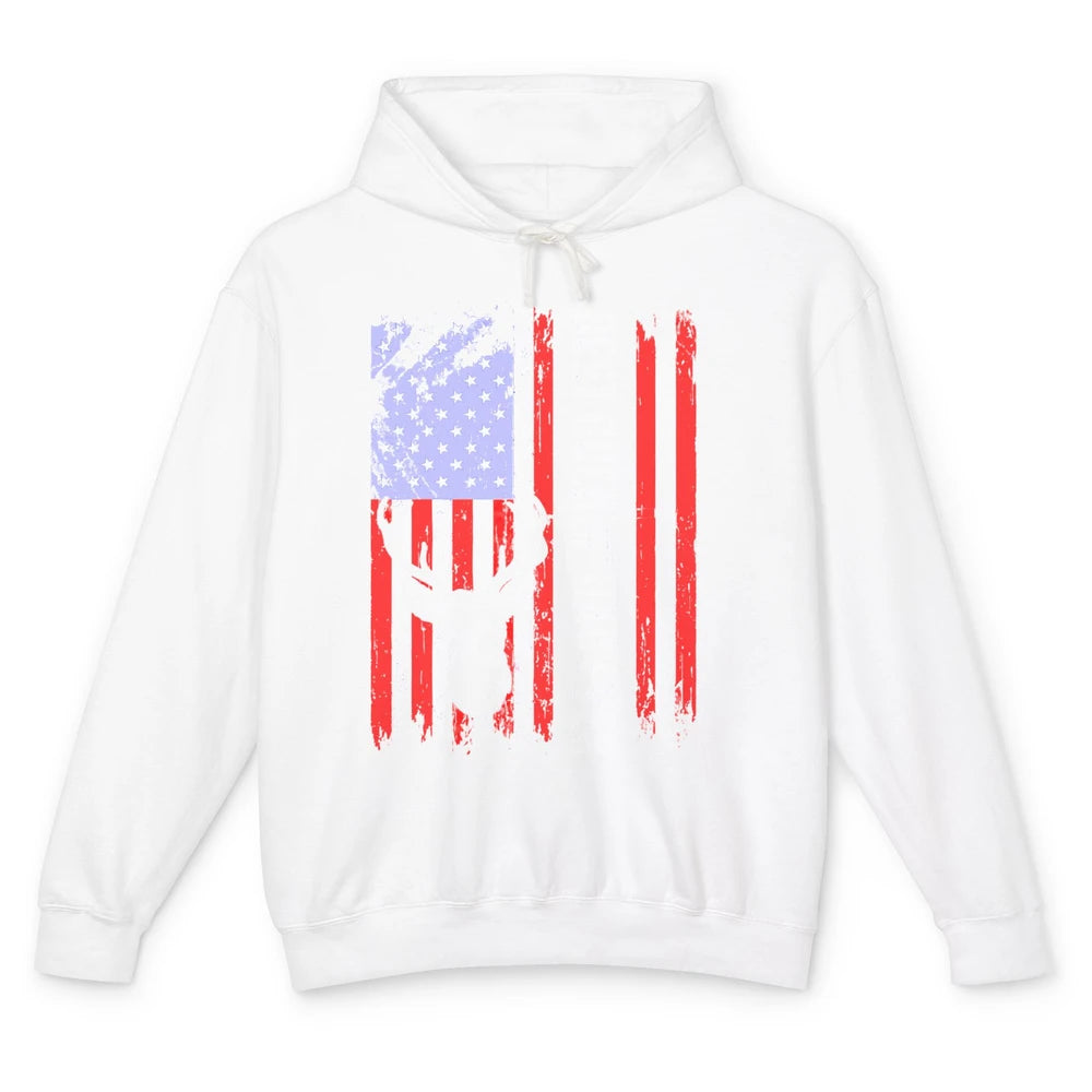 Best Buckin Dad Ever Deer Hunting Bucking US Flag Unisex Lightweight Hoodie