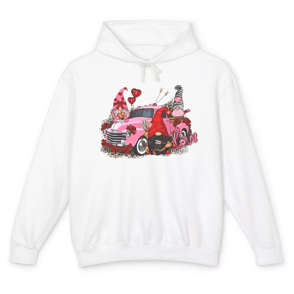 Pink Gnomes Truck Valentines Loads Of Love Western Valentine Unisex Lightweight Hoodie