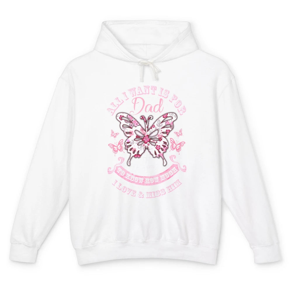 Heaven Beautiful Dad In Heaven Angel Butterfly Papa Guardian Unisex Lightweight Hoodie