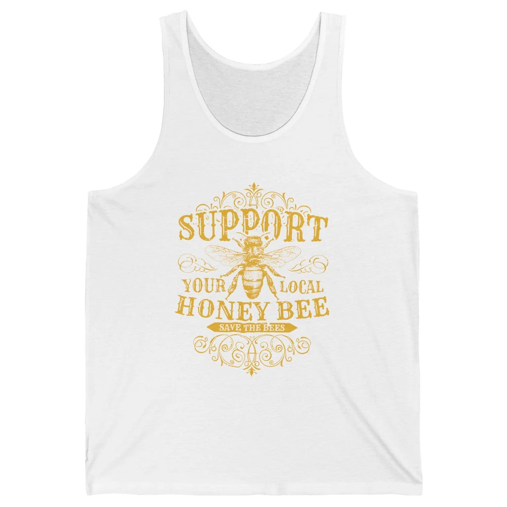 Vintage Beekeeper Support Your Local Honeybee Save The Bees Unisex Jersey Tank