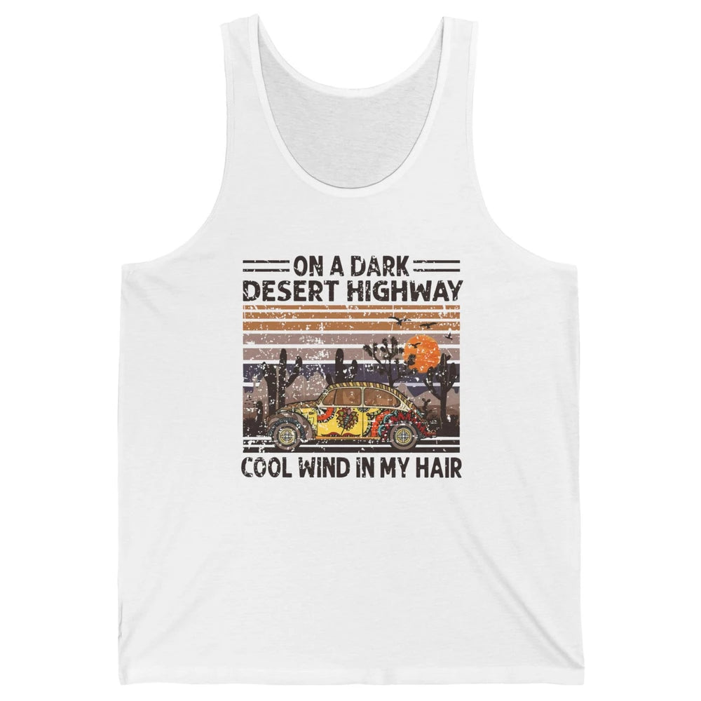 Vintage Hippie Car On A Dark Desert Highway Freedom Peace Unisex Jersey Tank