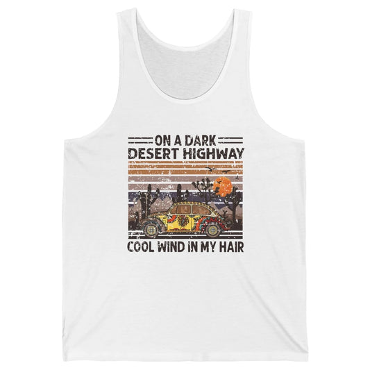 Vintage Hippie Car On A Dark Desert Highway Freedom Peace Unisex Jersey Tank