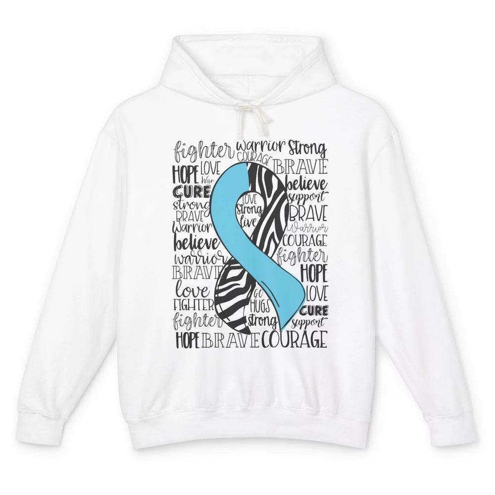 Hereditary Angioedema Awareness Zebra Blue Ribbon Hope Love Unisex Lightweight Hoodie