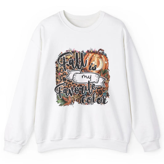 Retro Pumpkin Fall Is My Favorite Color Leopard Autumn Gift Unisex Crewneck Sweatshirt