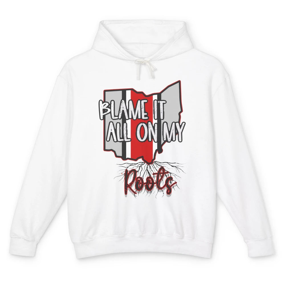 Retro Ohio Map Blame It All On My Roots Ohio Pride Gift Unisex Lightweight Hoodie