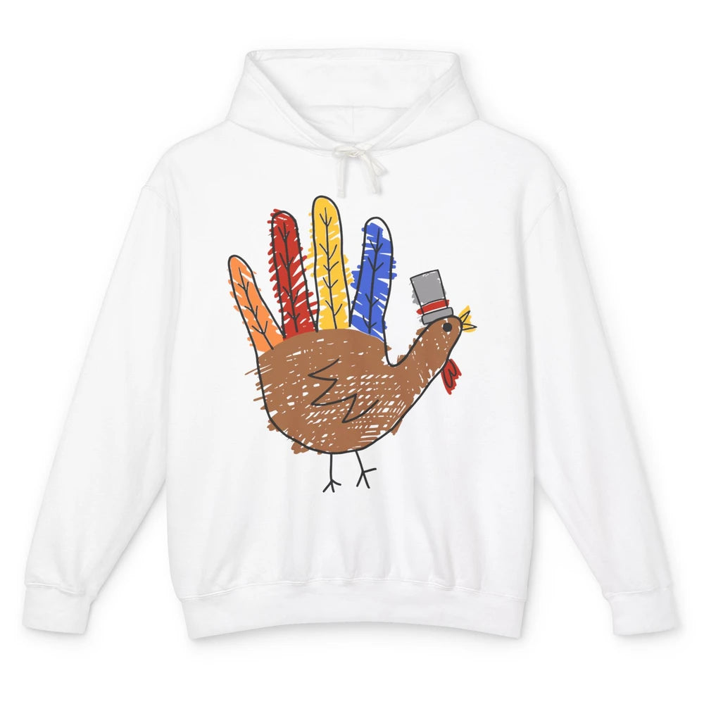 Thanksgiving Hand Turkey Funny Thanksgiving Teacher Thankful Unisex Lightweight Hoodie