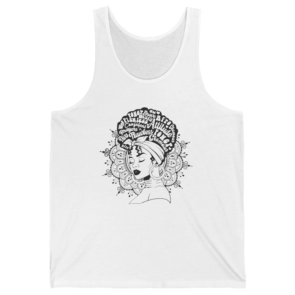 Afro Melanin Woman Turban Hair Quotes African American Woman Unisex Jersey Tank