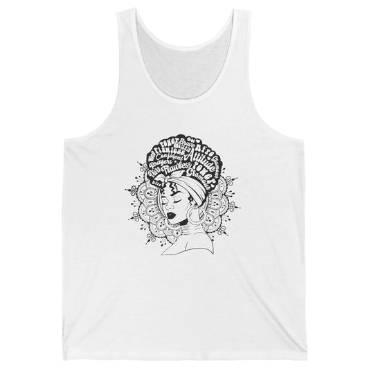 Afro Melanin Woman Turban Hair Quotes African American Woman Unisex Jersey Tank