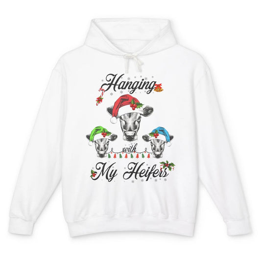 Funny Hanging With My Heifers Santa Heifer Christmas Costume Unisex Lightweight Hoodie