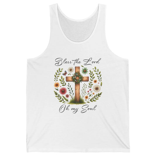 Bible Verse Bless The Lord Oh My Soul Christian Cross Retro Jesus Christ Church Unisex Jersey Tank