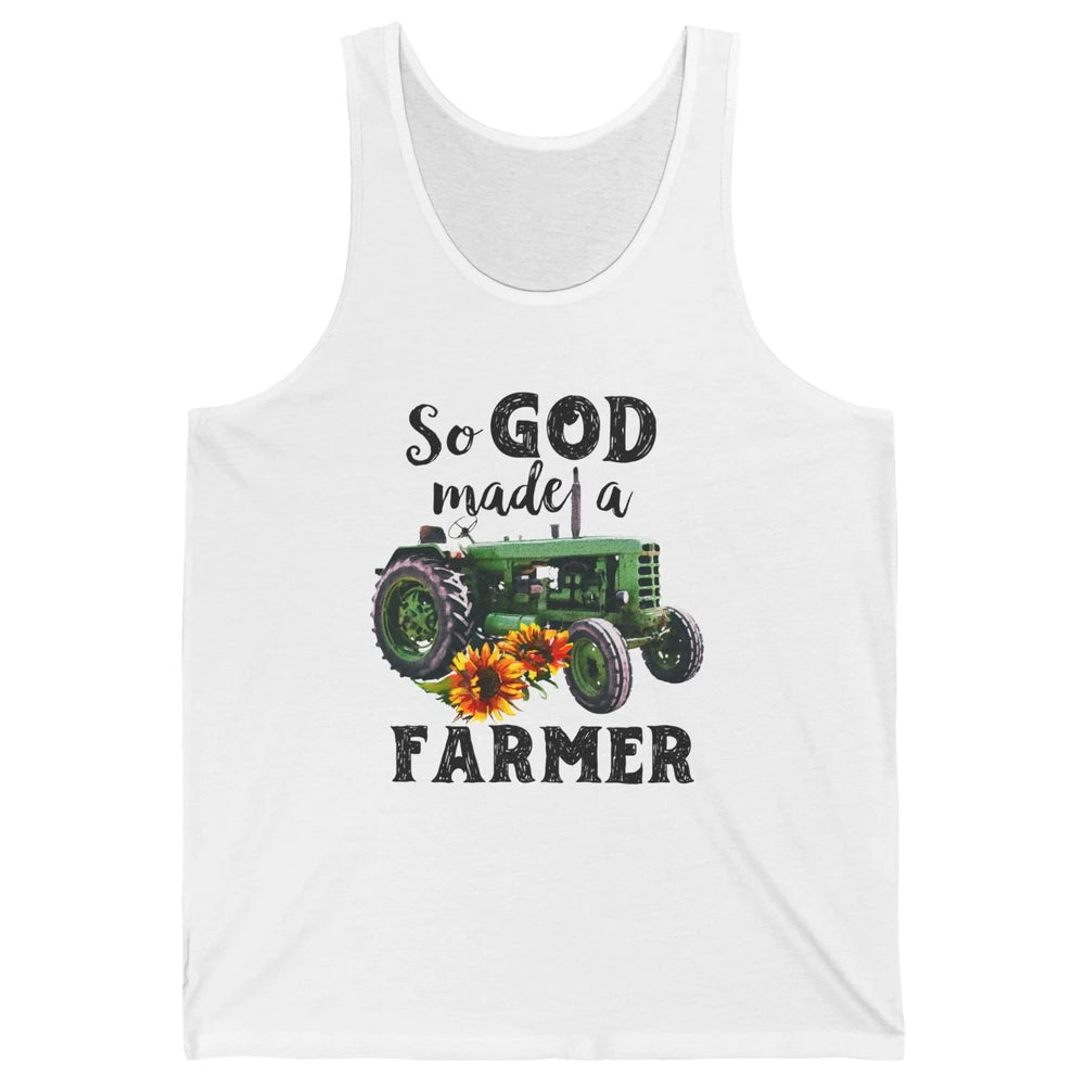 Vintage Retro Tractor God Made A Farmer Proud Farmer Farming Unisex Jersey Tank