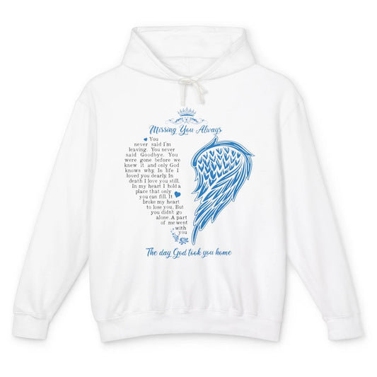 Memorial Angel Wing Missing You Always Loving Memory Unisex Lightweight Hoodie