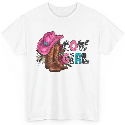 Floral Pink Cowgirl Boots And Hat Valentines Western Country Classic Unisex T-Shirt