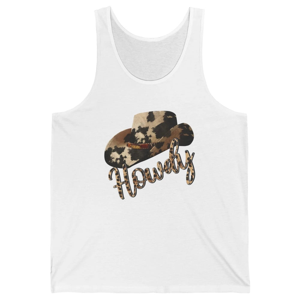 Vintage Leopard Cowboy Hat Howdy Western Country Cowgirls Unisex Jersey Tank