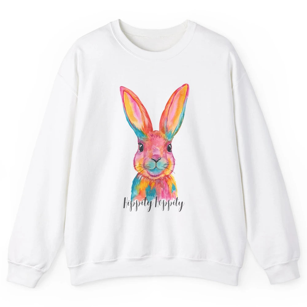 Watercolor Hippity Hoppity Bunny Dance Easter Rabbit Hip Hop Unisex Crewneck Sweatshirt