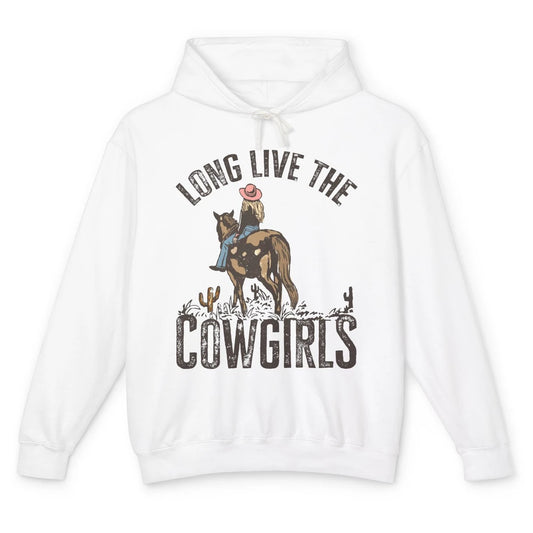 Retro Long Live The Cowgirls Horseback Rider Western Country Unisex Lightweight Hoodie