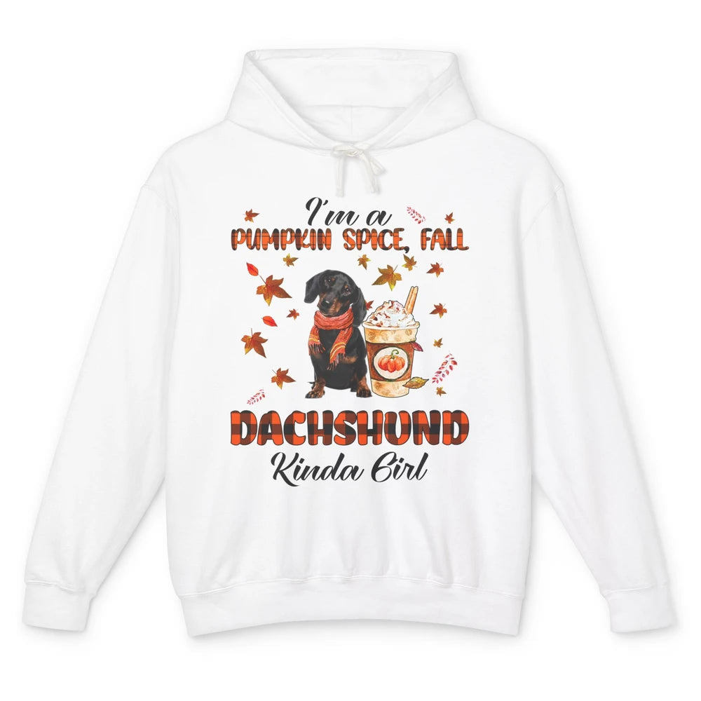 I'm A Pumpkin Spice Fall And Dachshund Kinda Girl Fall Leave Unisex Lightweight Hoodie