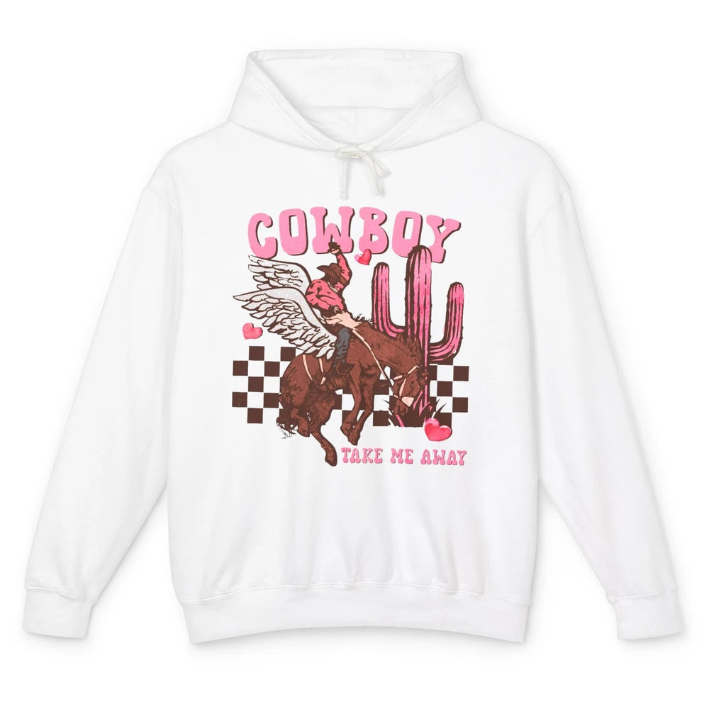 Take Me Away Valentine Cowboy Rodeo Horse Riding Western Unisex Lightweight Hoodie