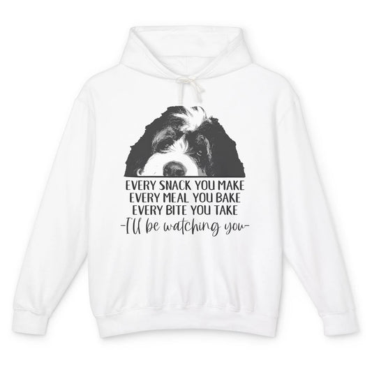 Funny Hiding Bernedoodle I'll Be Watching You Berne Dog Pet Unisex Lightweight Hoodie