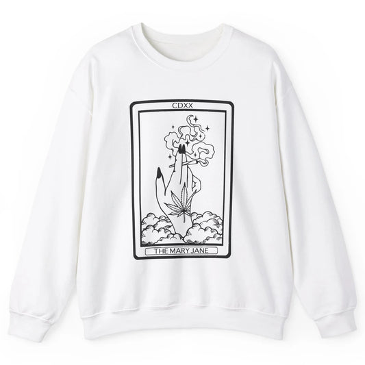 Vintage Weed Mary Jane Tarot Card Weed Smoker Smoking Lady Unisex Crewneck Sweatshirt