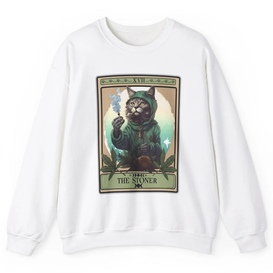 Vintage The Stoner Cat Tarot Card Weed Cannabis Marijuana Unisex Crewneck Sweatshirt