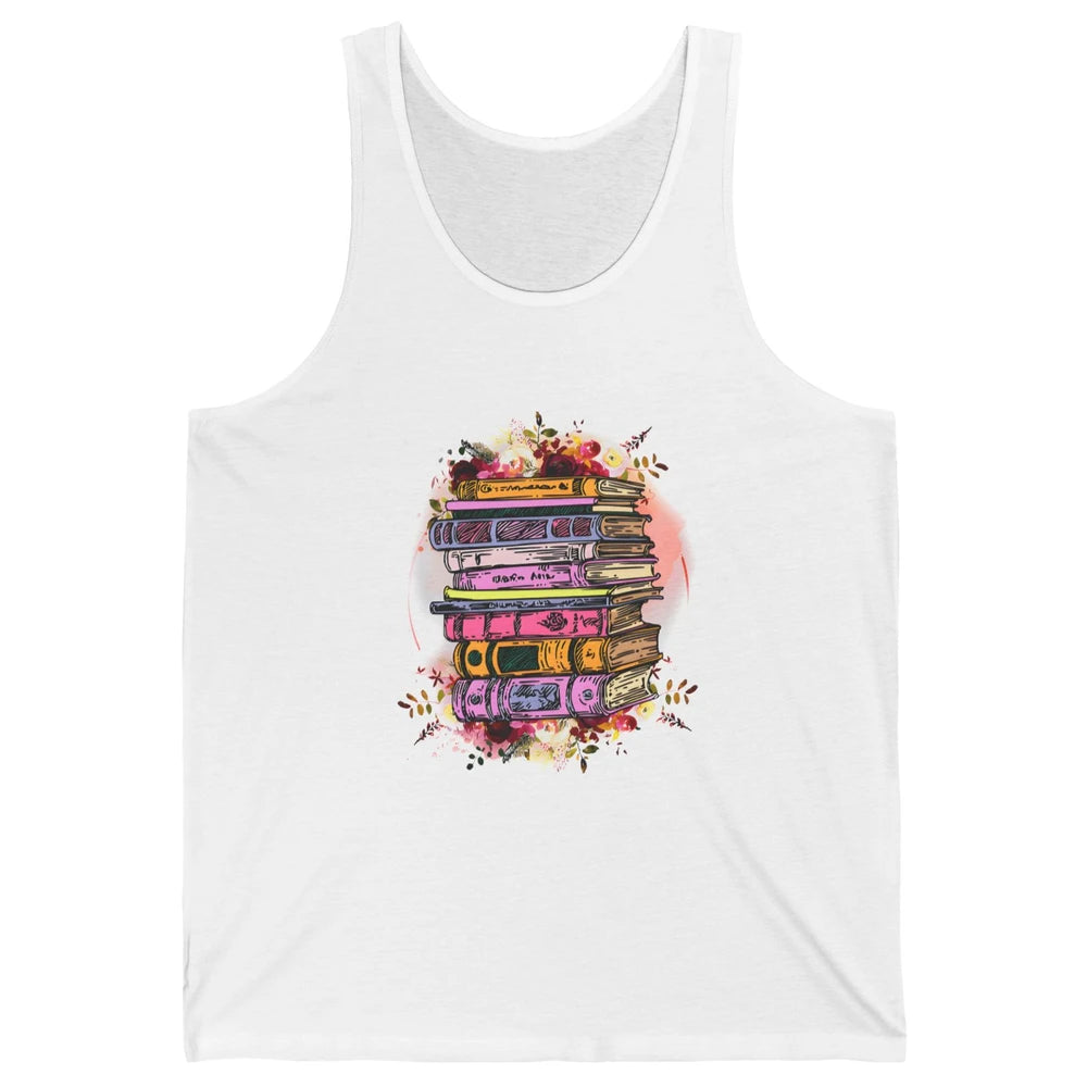 Book Wildflower Floral Aesthetic Librarian Bookworm Bookish Unisex Jersey Tank