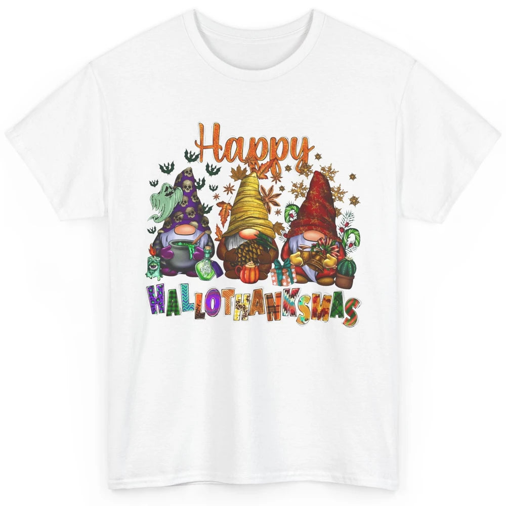 Funny Gnomes Happy Hallo-thank-mas Fall Pumpkin Thanksgiving Classic Unisex T-Shirt