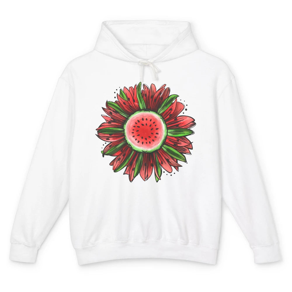 Watermelon Sunflower Summer Peace Love Watermelon Lover Gift Unisex Lightweight Hoodie