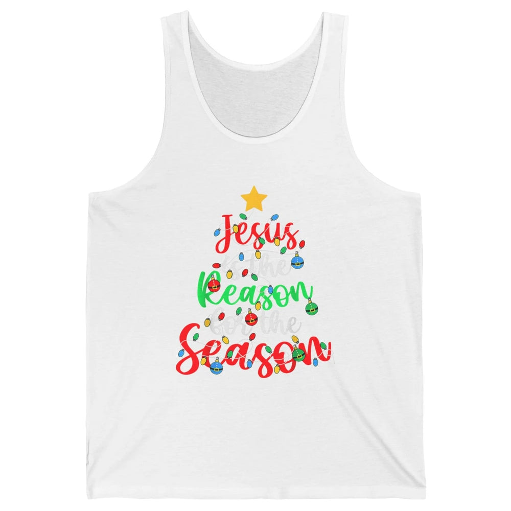 Merry Christmas Jesus The Reason For Season Xmas Tree Lights Unisex Jersey Tank