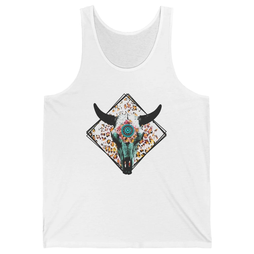 Aztec Heifer Steer Cow Skull Cowboy Gemstone Leopard Vintage Unisex Jersey Tank