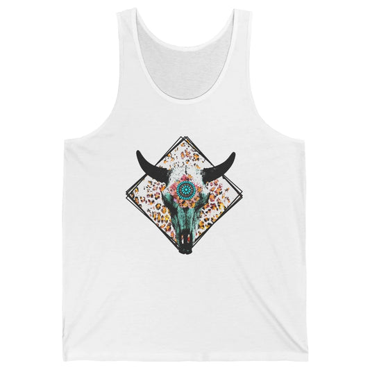 Aztec Heifer Steer Cow Skull Cowboy Gemstone Leopard Vintage Unisex Jersey Tank