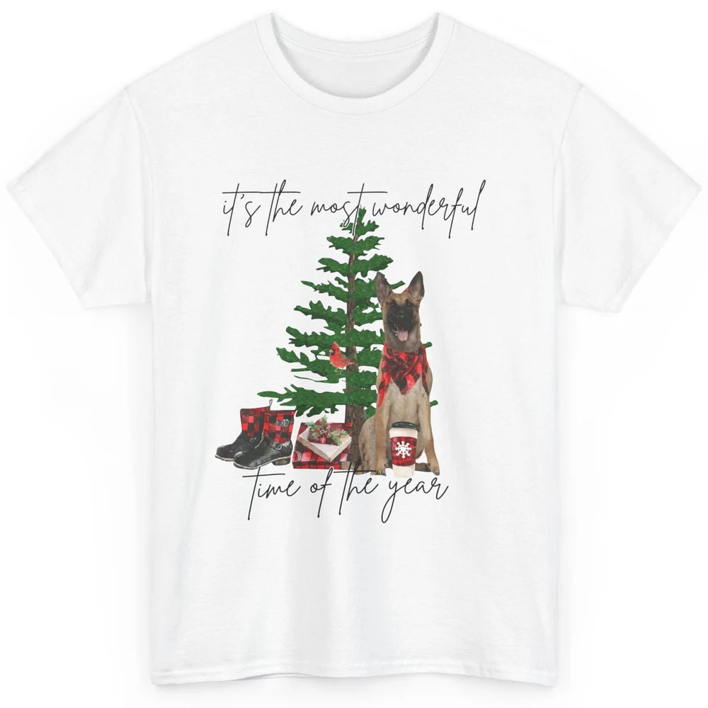 Belgian Malinois Christmas Tree Most Wonderful Time Of Year Classic Unisex T-Shirt