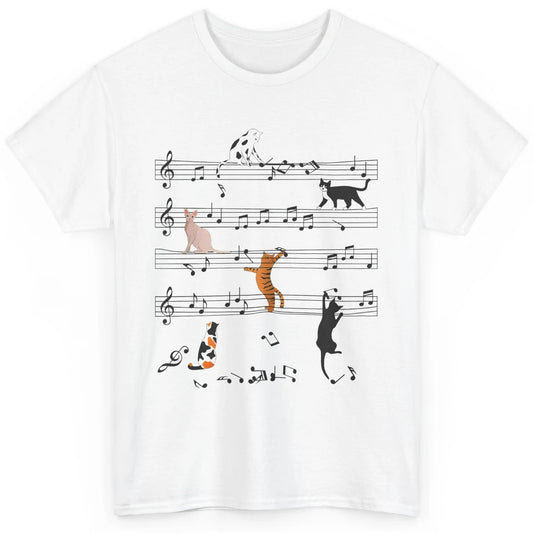 Funny Black Cats Music Sheet Kittens Playing Musical Notes Classic Unisex T-Shirt