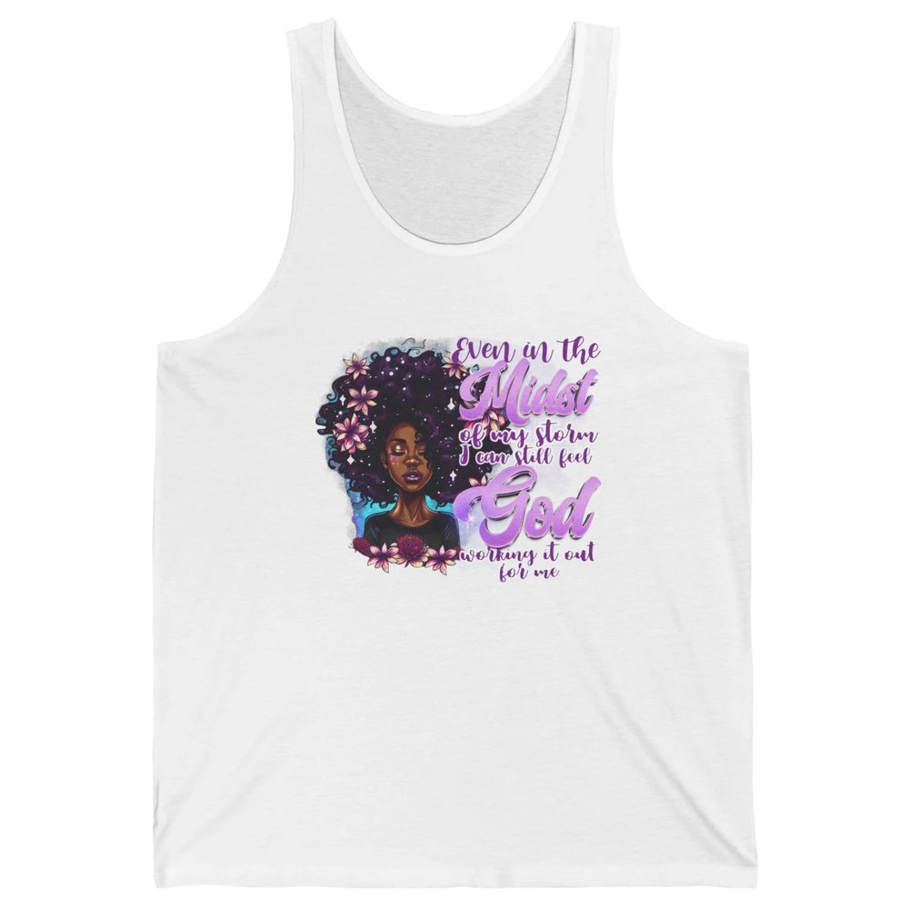 Black Girl In The Midst Of Storm I See God Christian Belief Unisex Jersey Tank