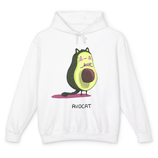 Cute Avocat Avocado Pink Cat Kitten Pun Healthy Vegan Veggie Unisex Lightweight Hoodie