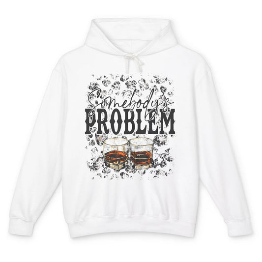 Leopard Whiskey Somebody's Problem Western Country Cowboy Unisex Lightweight Hoodie