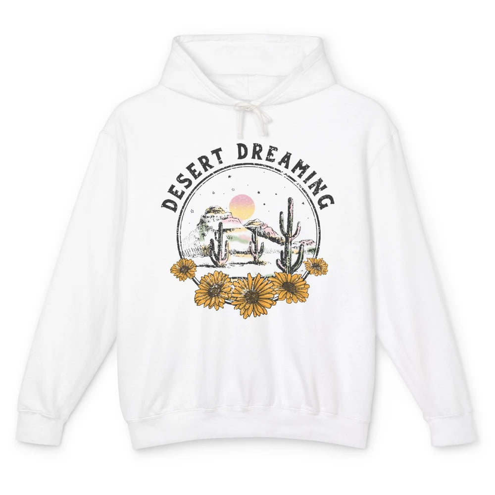 Desert Dreaming Sunflower Cactus Sun Southwestern Wilderness Unisex Lightweight Hoodie