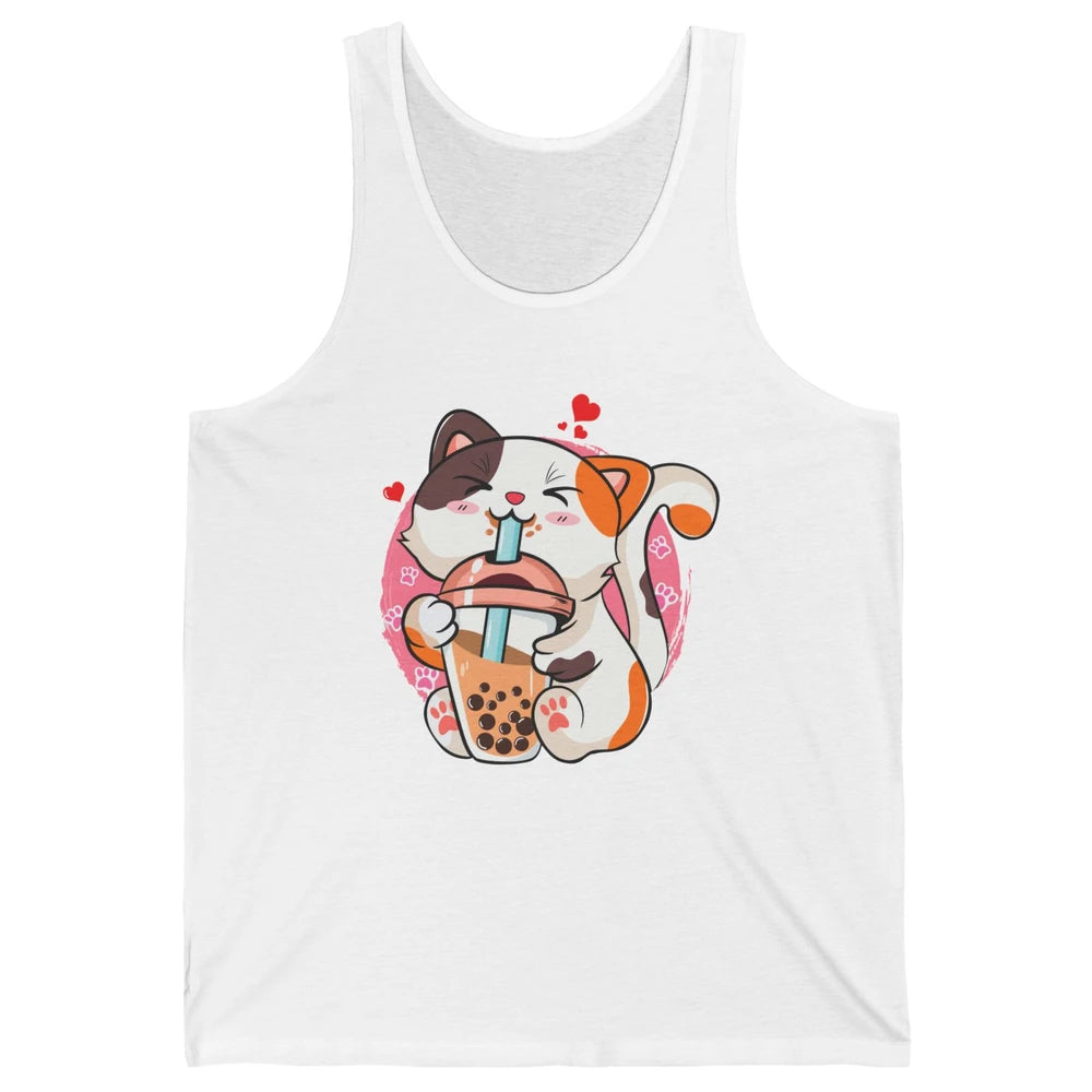 Boba Tea Cat Kawaii Cat Drink Milk Tea Kawaii Boba Cat Lover Unisex Jersey Tank