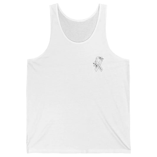 Blindness Awareness Floral White Gray Ribbon Blind Support Unisex Jersey Tank