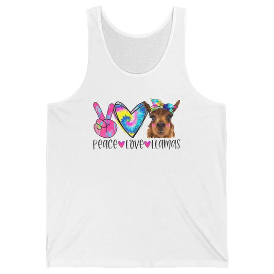 Vintage Llama Tie Dye Peace Love Llama Sarcastic Llama Lover Unisex Jersey Tank