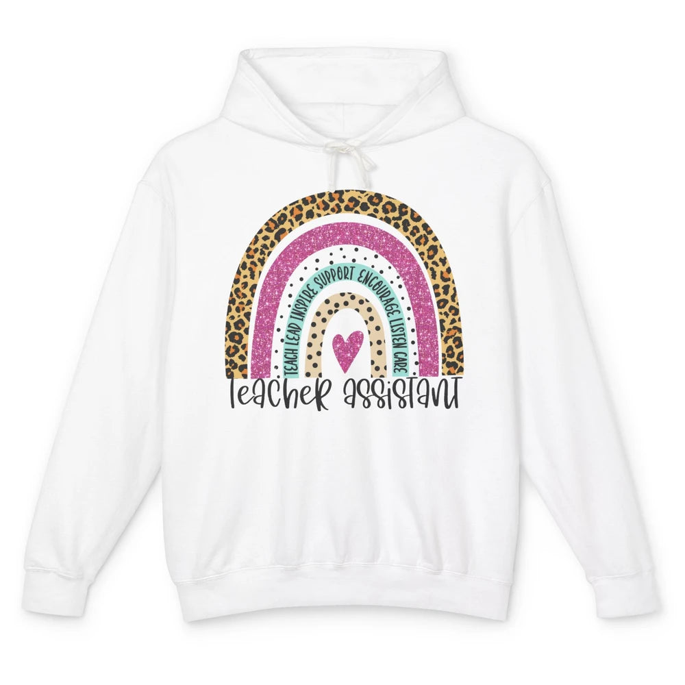 Teacher Assistant Leopard Rainbow Teacher Appreciation Gift Unisex Lightweight Hoodie