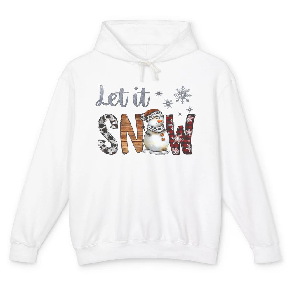 Leopard Snowman Let It Snow Snowflakes Western Christmas Unisex Lightweight Hoodie