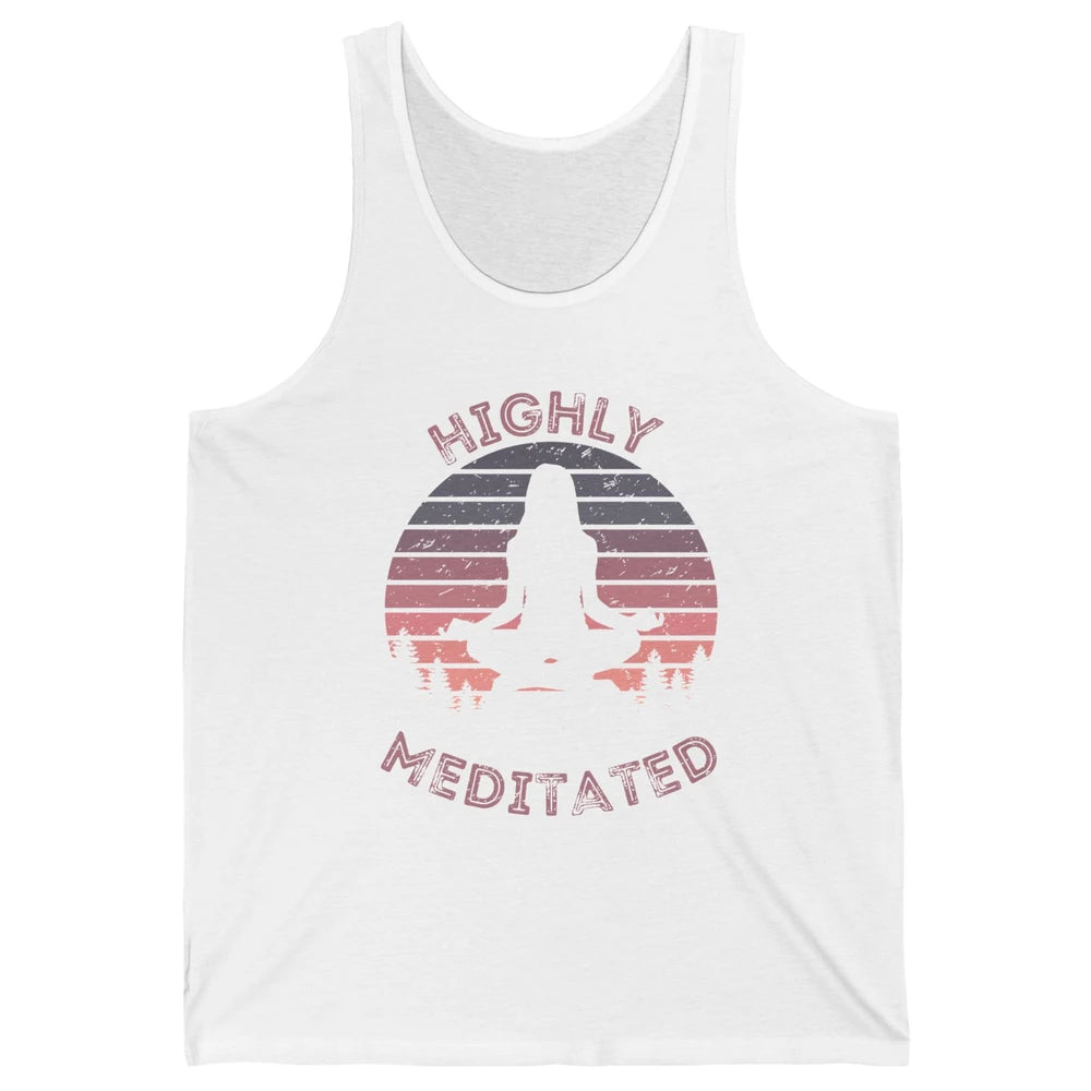 Vintage Woman Doing Yoga Highly Meditated Meditation Lovers Unisex Jersey Tank