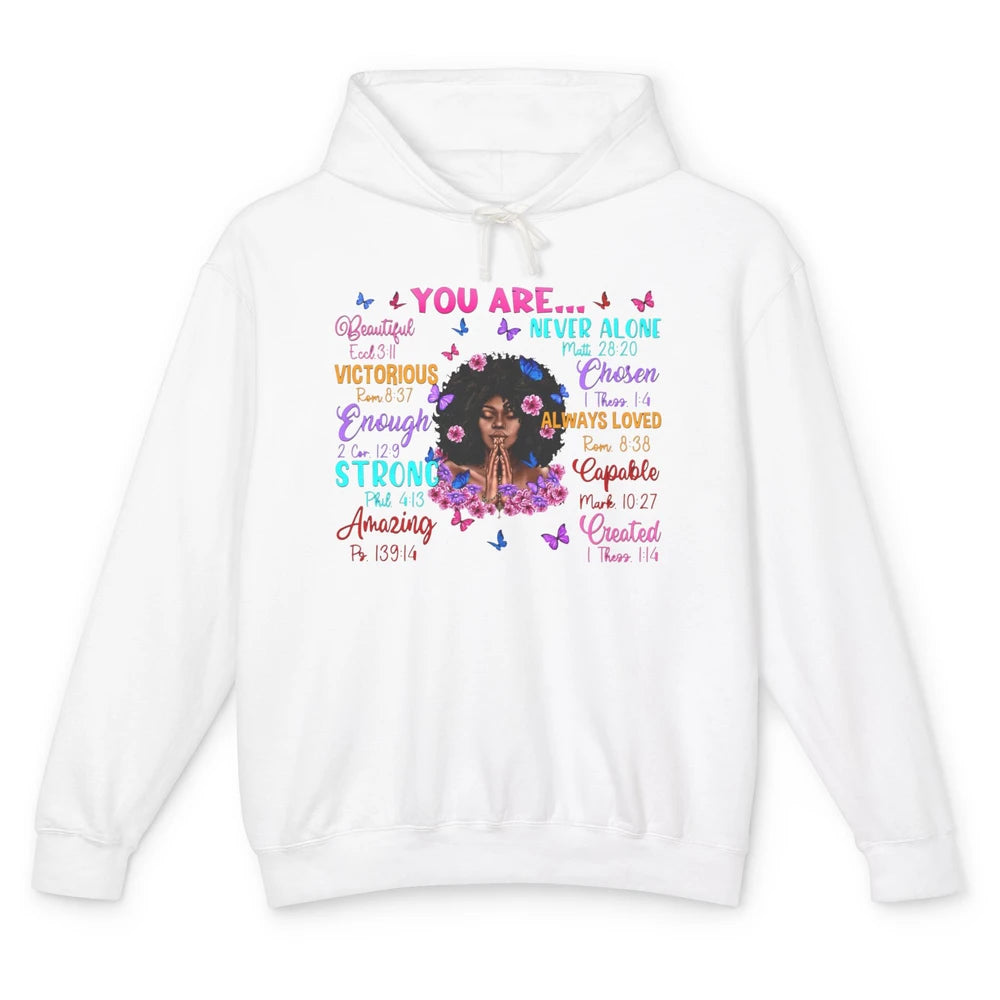 Afro Women Christian God Says I Am Bible Verse Religious Unisex Lightweight Hoodie