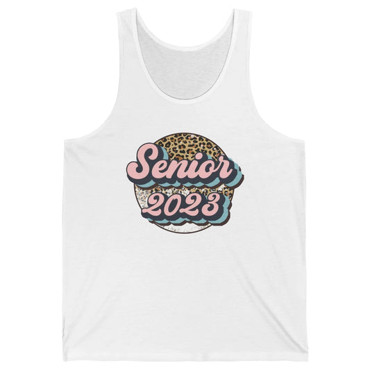 Retro Senior 2023 Leopard Back To School Western Graduation Unisex Jersey Tank