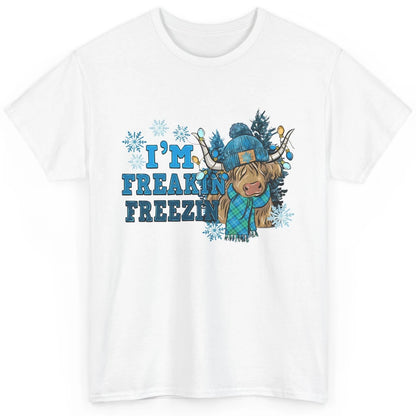 Funny Christmas Highland Cow I'm Freaking Freezing Western Classic Unisex T-Shirt