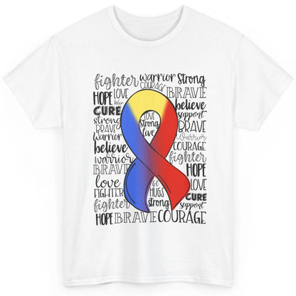 Thoracic Outlet Syndrome Awareness Blue Red Ribbon Hope Love Classic Unisex T-Shirt